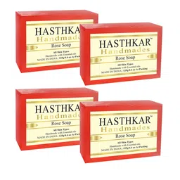 Hasthkar Set of 4 Handmade Rose Soap with Glycerin & Coconut Oil - 125 g Each-0