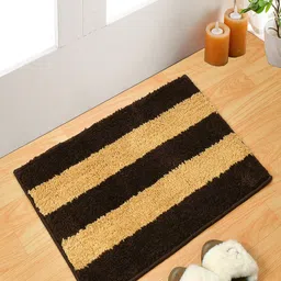 Homefab India Navy-Blue 4 Pieces Striped 1000 GSM Pure Microfiber Anti-Skid Bath Rugs-47