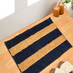 Homefab India Maroon & Blue 4 Pieces Striped 1000 GSM Pure Microfiber Anti-Skid Bath Rugs-26