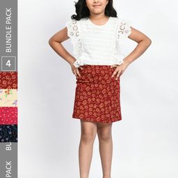 BAESD Girls Pack Of 4 Mini A-Line Pure Cotton Skirts-image-93