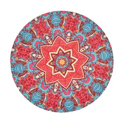 HOMADORN  Red & Blue 4 Pcs Ethnic Motifs Round Table Placemats-27