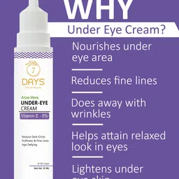 7 DAYS Set of 4 Aloe Vera Under Eye Cream With Vitamin E to Reduce Dark Circles-15ml Each image 3