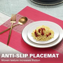 YELONA Red 4 Pieces Textured Rectangular Table Placemats image 3