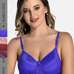 StyFun Pack Of 4 Lace Full Coverage Lightly Padded Everyday Bra With All day Comfort-13