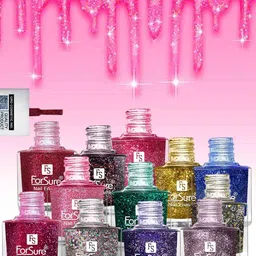ForSure 6Pcs High Shine Nail Polish-5ml Each-Silver-Pink-Green-Turquoise-Lavender-Brown-55