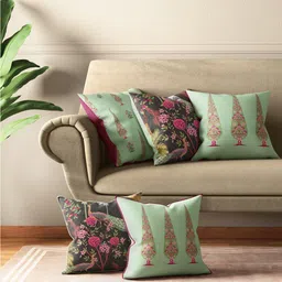 India Circus by Krsnaa Mehta Set of 5 Floral Print Square Cushion Covers-31