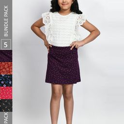 BAESD Girls Pack Of 5 Mini A-Line Pure Cotton Skirts-image-67