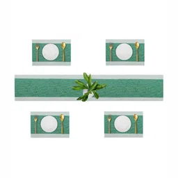 UniKart Green 5 Pieces Printed Table Placemats & Runner-24