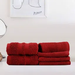 LUSH & BEYOND 6 Pieces Maroon Cotton 500 GSM Towel Set-picture-42