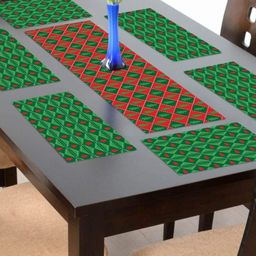 THEYAYACAFE Green & Red Floral Cotton Tablemats With Runners-18