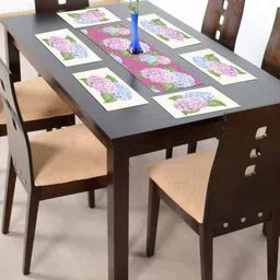 THEYAYACAFE White & Pink Floral Cotton Table Placemats & Table Runner-23