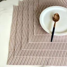 Mason Home 6-Pcs Light Grey Textured Rectangular Heat Resistant Chevron Table Mats image 2