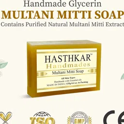 Hasthkar Set of 6 Multani Mitti Handmade Soaps for All Skin Types - 125 g Each image 4