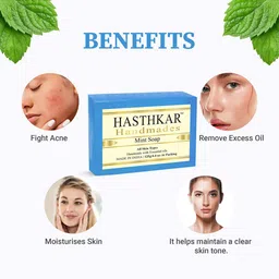 Hasthkar Set of 6 Mint Handmade Soaps for All Skin Types - 125 g Each image 3