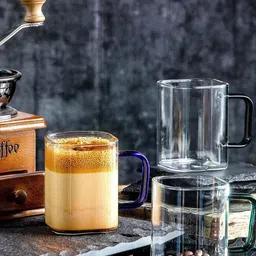 GOODHOMES Transparent Set of 6 Glass Glossy Mugs 230 ml-47