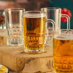 GOODHOMES Transparent 6-Pieces Solid Glass Mugs Set 350 ml each-41