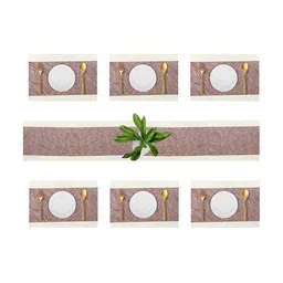 YELONA Brown 7 Pieces Self-Designed Table Placemats with Runner-15