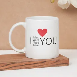 CLAY CRAFT White & Red Text or Slogans Printed Ceramic Glossy Mug 350 ml image 3