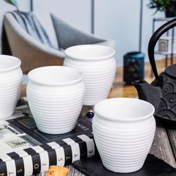 Servewell White 4 Pieces Textured Melamine Glossy Kulladhs-image-3