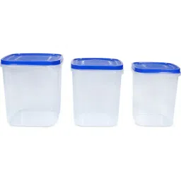 Varmora Glory Square -Blue| Kitchen Storage Containers- Set of 3 | With Air-Tight Lid | Transparent Design | 5kg, 7kg & 10kg | BPA-Free Food-Grade Plastic-picture-9