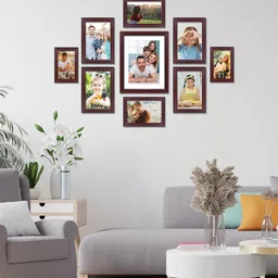 RANDOM Set Of 9 Brown Solid Individual photo frames-3