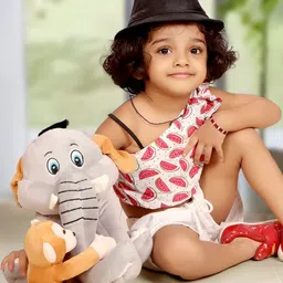 DearJoy Kids Grey & Brown Elephant & Monkey Soft Toy image 4