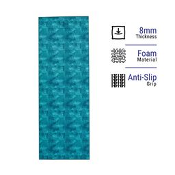 Yoga Mat, 8 mm thick, 173 x 61 cm, with Strap, Foam - Jungle Blue, For Soft Yoga-image-42