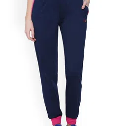 DYCA Women Navy Blue And Pink Solid Regular Fit Cotton Joggers-image-72