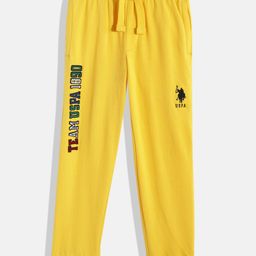 U.S. Polo Assn. Kids Boys Yellow Brand Logo Applique Pure Cotton Joggers-image-39