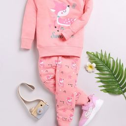 carrydreams Girls Printed Pure CottonT-shirt with joggers-image-86
