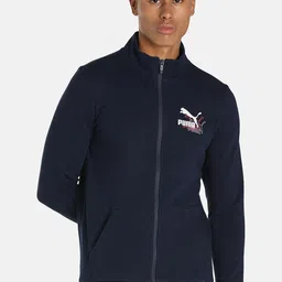 Puma Men Navy Blue Slim Fit Outdoor Open Front Jacket-image-37