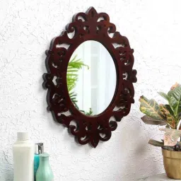 the urban store Brown Hand Crafted 18in Wooden Mirror-picture-43