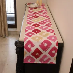 bells & whistles Square (72x13) Pink & Cream Cotton Table Runner-picture-2