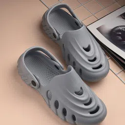 HRX by Hrithik Roshan Men Grey Textured Croslite Clogs image 1
