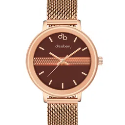 DressBerry Women Brown Brass Dial Stainless Steel Straps Analogue Watch-DB-015-Brown-51