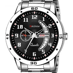WATCHSTAR Men Patterned Dial & Stainless Steel Straps Analogue Watch DD Aveo Steel BlackAN-15