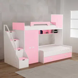alex daisy Play Bunk Bed in Pink Colour with Drawer Storage-picture-19