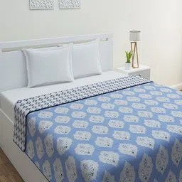 HOME AFFAIRS Blue Floral AC Room 300 GSM Single Bed Dohar-image-27