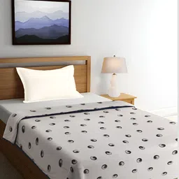 ELAN DREAMS Grey & Black Geometric Printed Cotton AC Room 110 GSM Single Bed Dohar-3