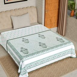Jaipur Dohar Green & Off White Floral Cotton AC Room 150 GSM Single Bed Dohar-image-65