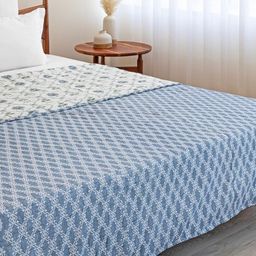 HOMEMONDE Grey & White Ethnic Motifs AC Room Cotton 150 GSM Reversible Single Bed Dohar-image-88