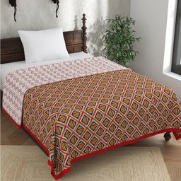 EverHOME Arch Red & Pink Geometric AC Room 120 GSM Cotton Single Bed Dohar-image-80