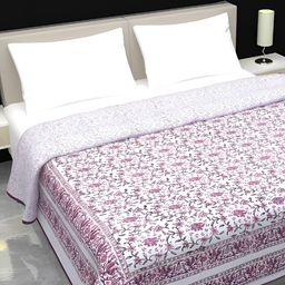 Jaipur Dohar White & Pink Floral AC Room 150 GSM Double Bed Dohar-image-59