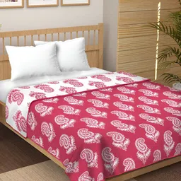CURIOUS LIFESTYLE Red & White Ethnic Motifs AC Room Cotton 150 GSM Double Bed Dohar-image-82