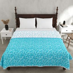 JAIPUR FABRIC Blue & White Floral 150 GSM Double Bed Dohar-image-43
