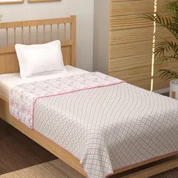Story@home Light Pink & White Floral 150 GSM Single Bed Reversible Dohar-image-40