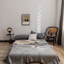 JC HOME Navy Blue & Yellow Geometric Summer 800 GSM Double Bed Blanket-image-116