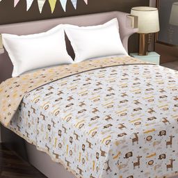 Florida Beige Cartoon Characters AC Room 120 GSM Reversible Double Bed Dohar-image-2