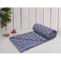 Trance home Linen Navy Blue Abstract 210 GSM Pure Cotton Reversible Double Bed Size Dohar-picture-22