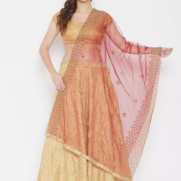 Clora Creation Maroon & Gold-Toned Ethnic Motifs Embroidered Dupatta with Gotta Patti-picture-17